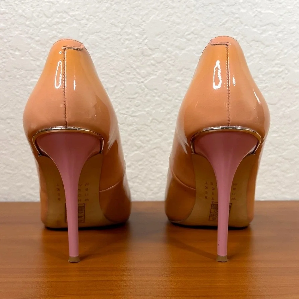 White House Black Market Olivia Antique Bloom Patent Leather Pumps Pink Heel 9M